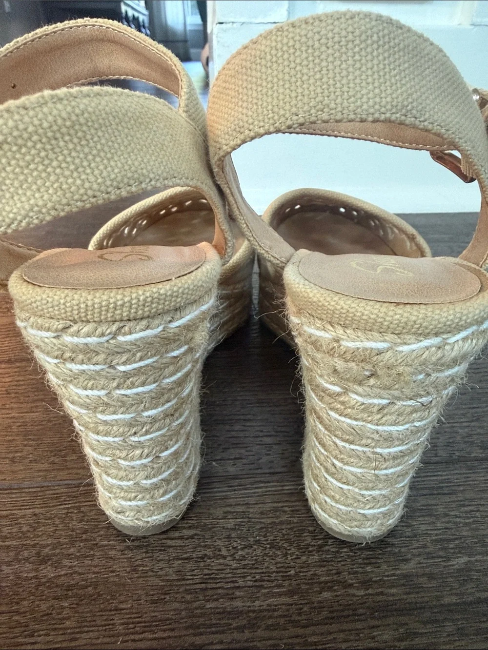 Skechers Beige Espadrille Wedge Sandals with Cutout Detail 6